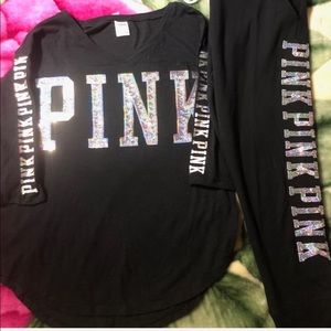 PINK HTF!! BLING MATCHING SET!! NWOT!! Both Large
